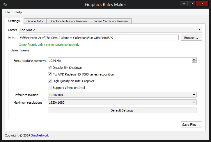 Graphics Rules Maker - Tweaks enabled