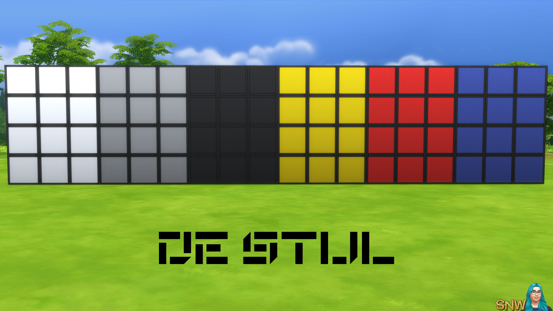 De Stijl Walls for The Sims 4