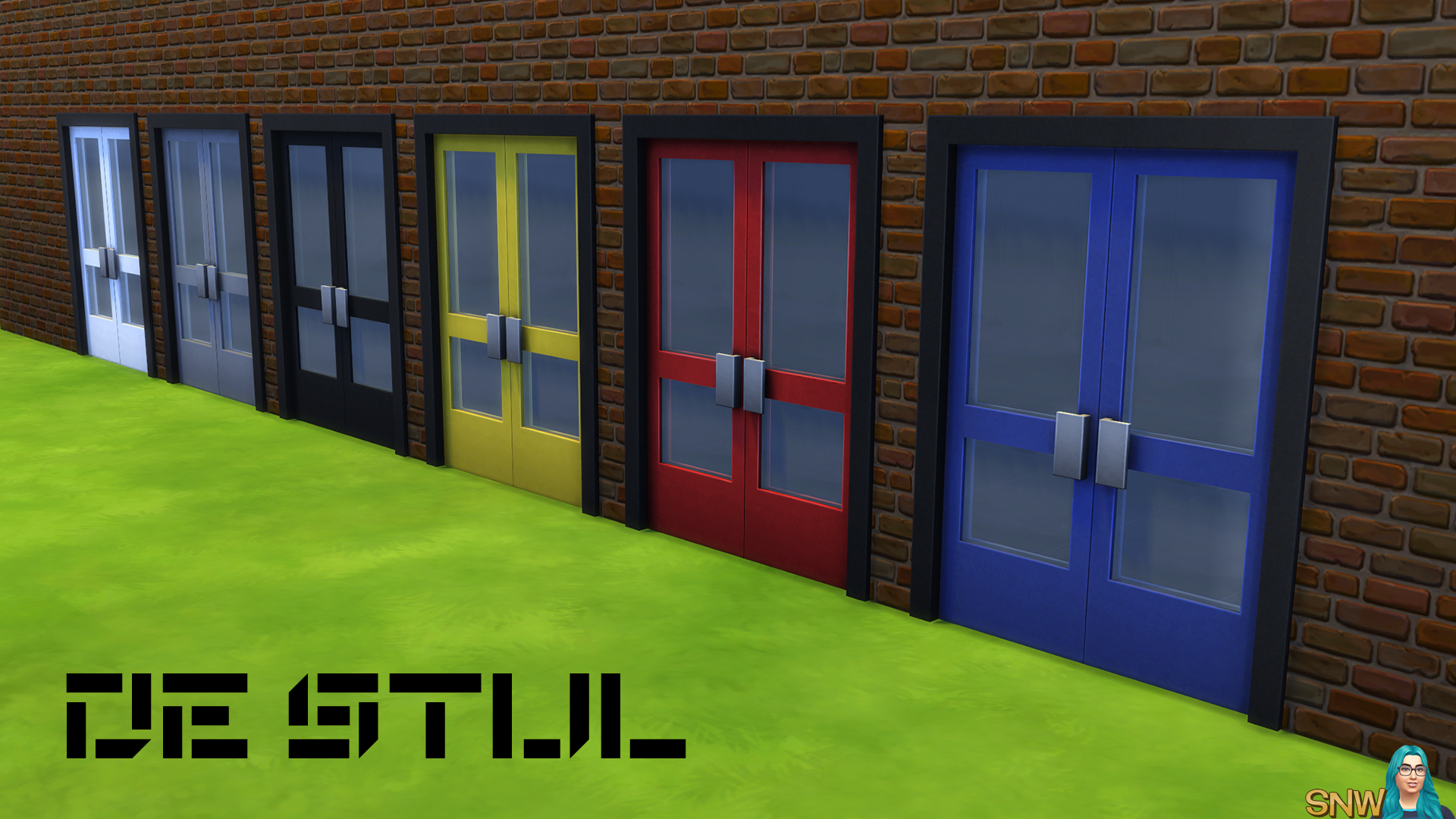 De Stijl Doors for The Sims 4