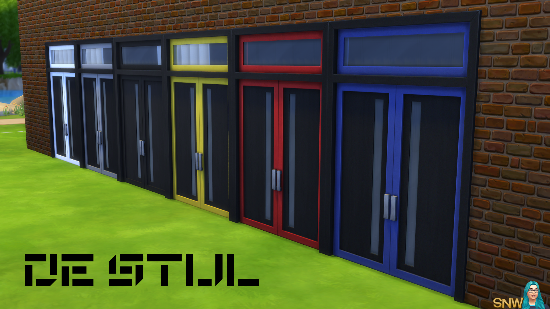 De Stijl Doors for The Sims 4