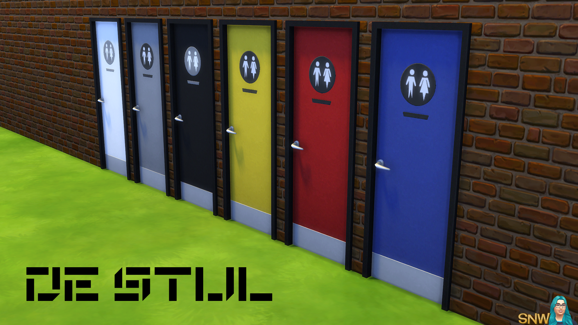 De Stijl Doors for The Sims 4