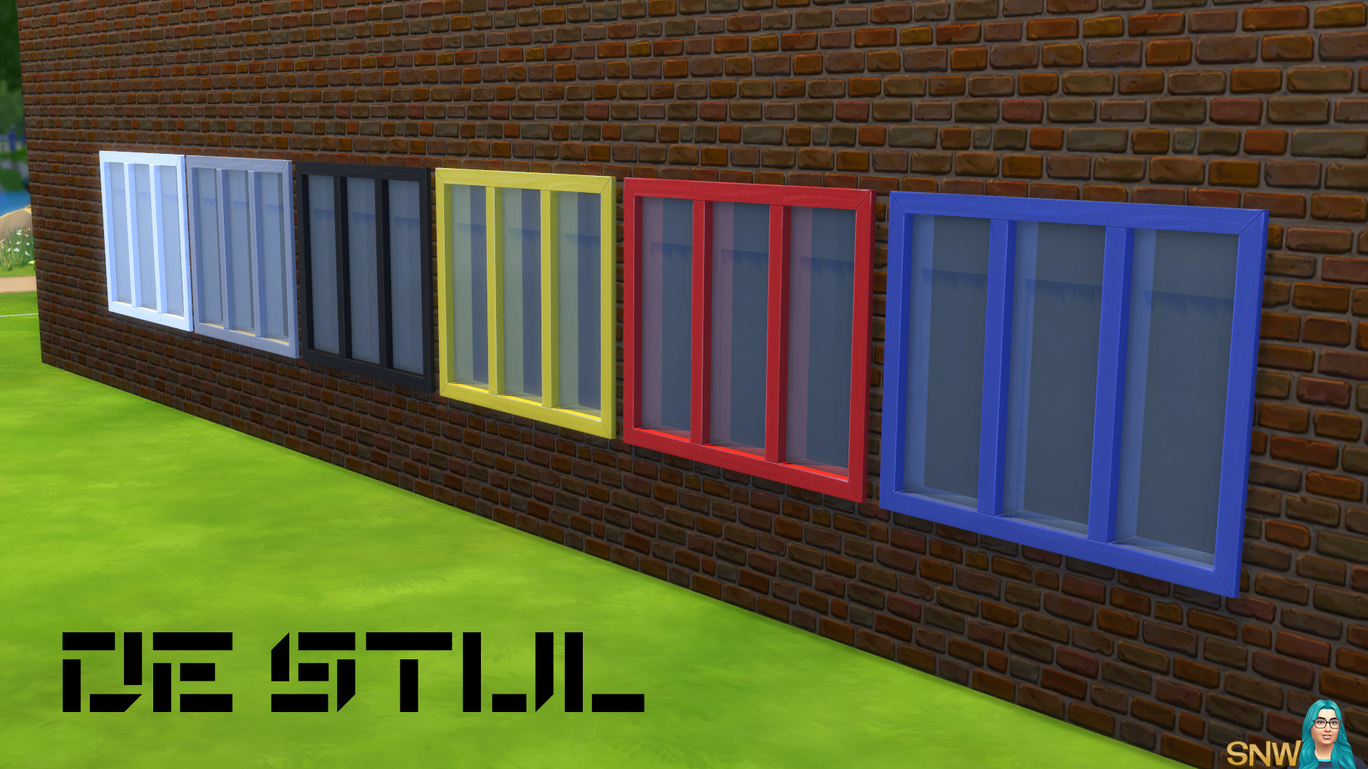 De Stijl Windows for The Sims 4