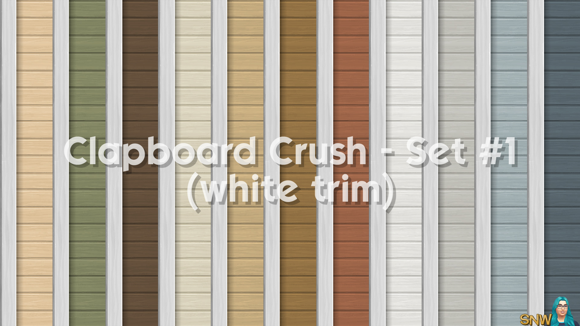Clapboard Crush Siding Walls Set #1 (with White Corner Trim)