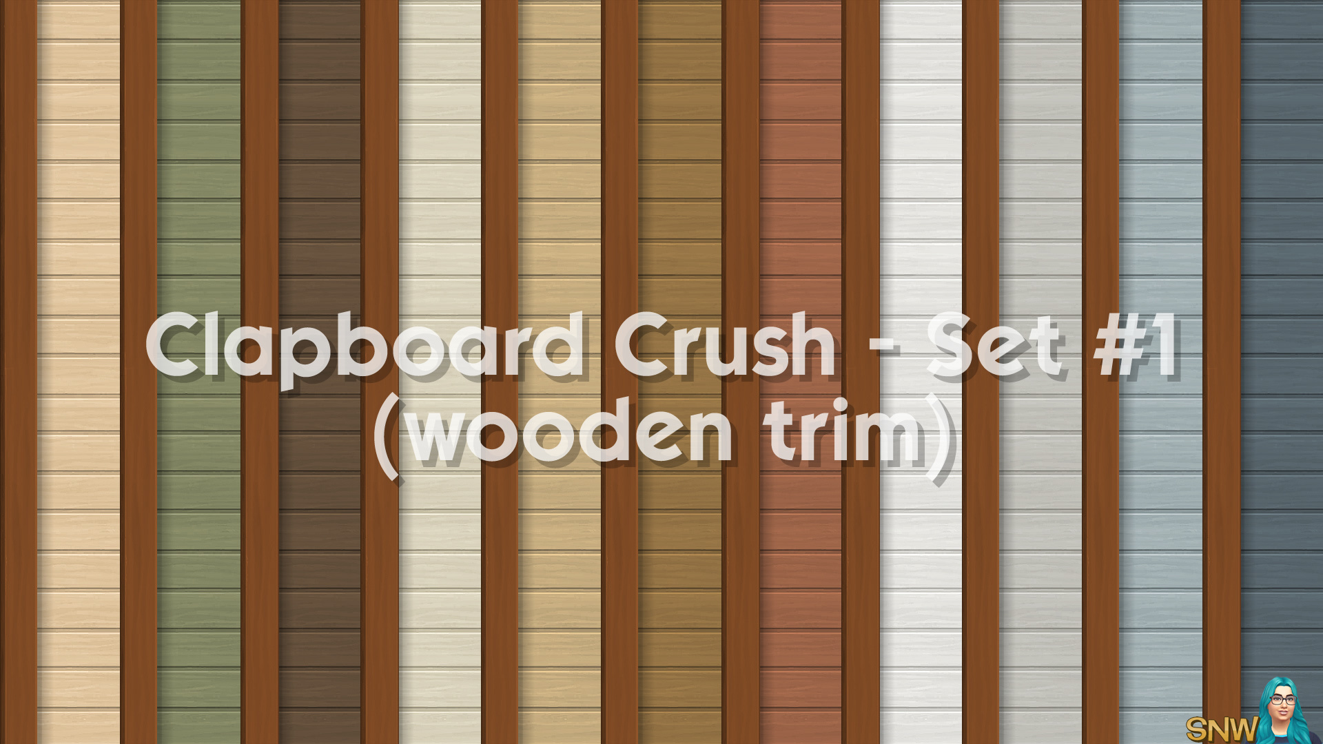 Clapboard Crush Siding Walls Set #1 (with Wooden Corner Trim)
