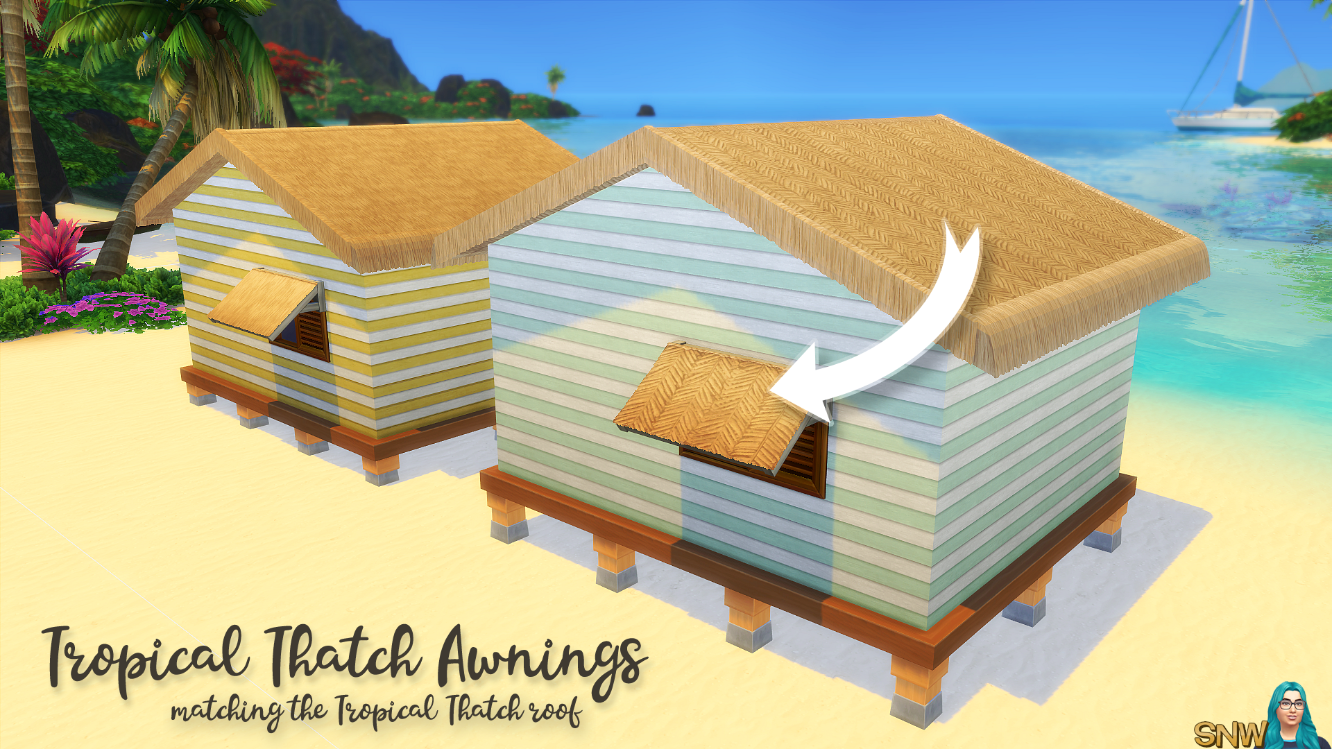 Tropical Thatch Awnings - matches Tropical Thatch roof from Island Living